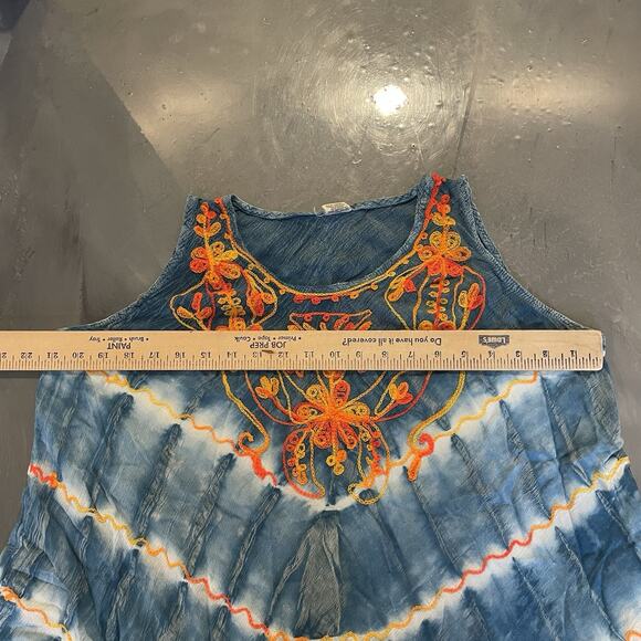 Seven Islands Embroidered Colorful Swimsuit Coverup Dress One Size Artsy Boho - Picture 4 of 7